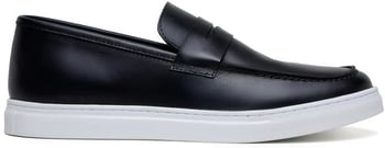Belvedere Elliot Men's Black Nappa Leather Penny Loafer, Hand-stitched Leather Sole