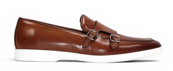Duca Di Matiste Rimini Cognac Calf Leather Italian Crafted Rubber Sole Double Monk-Strap Loafers