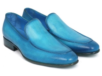 Paul Parkman ''874-TRQ'' Turquoise Genuine Perforated Leather Loafers.