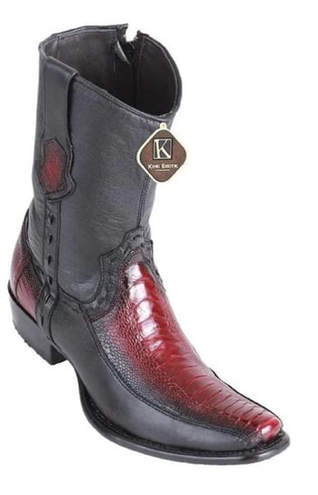 King Exotic Faded Burgundy Genuine Ostrich Leg Dubai Square Toe Cowboy Boots 479BF0543