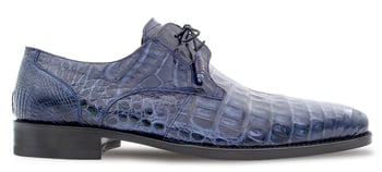 Mezlan Anderson 13584-F Blue Genuine Crocodile Derby Shoes.