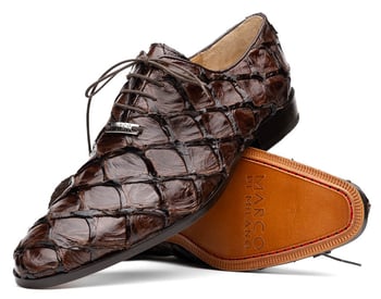 Marco Di Milano Olivieri Brown Genuine Pirarucu Fully Wrapped Oxford Shoes
