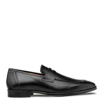 Mezlan "Avenue" Black Genuine Calfskin Leather Penny Loafer Shoes 20910.