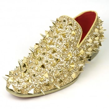 Fiesso Gold Glitter Gold Slip on Loafer FI7517.