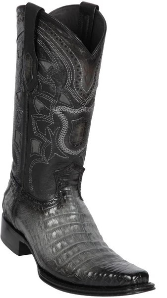 Los Altos Faded Gray Genuine Caiman Belly European Square Toe Cowboy Boots 768238