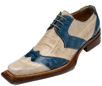 Mauri "Agave" 44245 Champagne / Carribbean Blue Genuine Alligator / Baby Crocodile Shoes