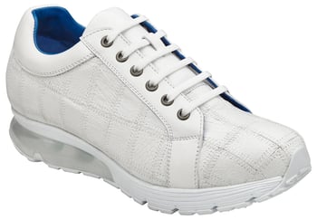 Belvedere "Magnus" White Genuine Ostrich Leg Casual Sneakers E21.