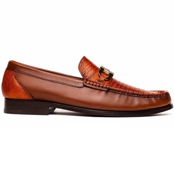 Marco Di Milano "Enzo" Cognac Genuine Lizard Loafer