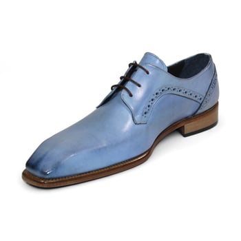 Duca Di Matiste "Spada" Light Blue Genuine Italian Calf Leather Lace-Up Dress Shoes.