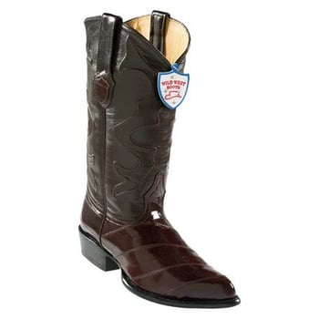 Wild West Brown Genuine Eel Skin J Toe Cowboy Boots 2990807