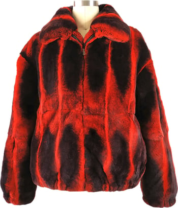 Winter Fur Red Genuine Full Skin Rex Rabbit Bomber Jacket M18R01RD.