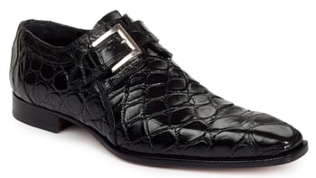 Mauri "Saga" 1032 Black Genuine All Over Body Alligator Dress Shoes With Monk Strap