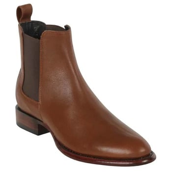 Los Altos Brown Genuine Belmont Finish Wide Oval Toe Ankle Boots 69B2107