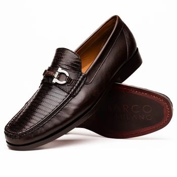 Marco Di Milano "Enzo" Brown Genuine Lizard Loafer