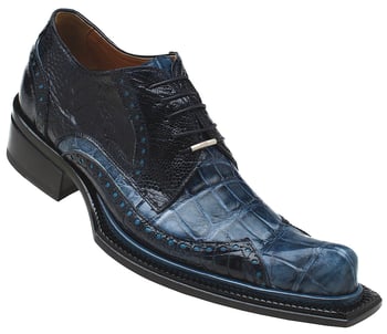 Mauri  "Palazzo Pitii" 44233 Blue Genuine Alligator / Ostrich Leg Shoes