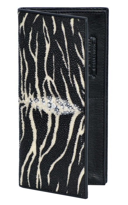 Los Altos Tiger Black Genuine Stingray Single Stone Check Book Holder