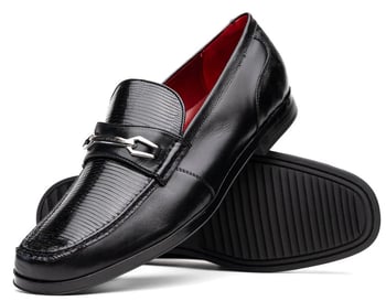 Marco Di Milano "Ravello" Black Genuine Lizard and Calfskin Loafer.