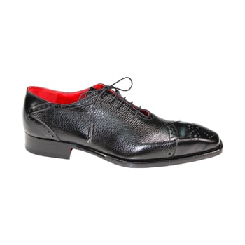 Emilio Franco "Bosco" Black Genuine Italian Deerskin Leather Lace-Up Dress Shoes.