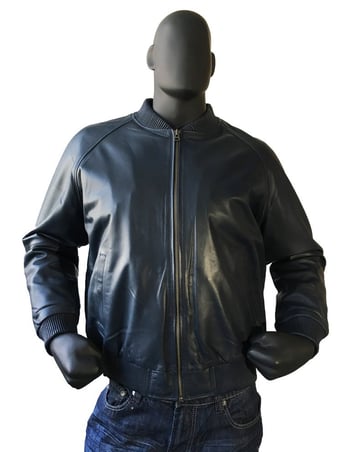 G-Gator 1051 Navy Genuine Lambskin Men's Varsity Bomber Jacket