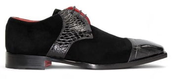Fennix Landon Men's Black Genuine Alligator & Italian Suede Derby Shoes