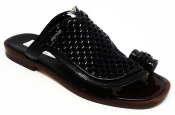 Mauri  "Rovere" 1649 Black Genuine Patent / Woven Patent / Suede Sandals