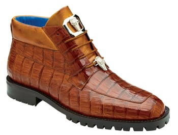 Belvedere "Gallardo" Antique Sport Genuine Crocodile Tractor Sole Ankle Boots.