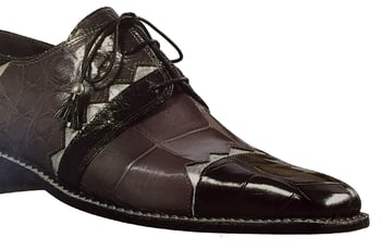 Mauri "4116"  Genuine Black / Grey Silver Alligator Shoes