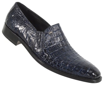 Mauri  "4636" Wonder Blue Genuine All Over Hornback Crocodile Hand Painted Dressy Loafer Shoes