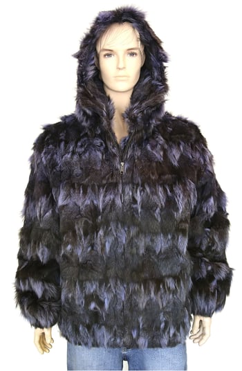 Winter Fur Black / Purple Genuine Fox Jacket With Detachable Hood M20R02PP