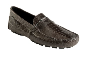 Mauri "Agate" 3482 Grey Genuine Ostrich Leg Loafer Shoes.