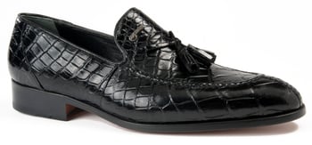 Mauri "4659/1" Black Genuine All Over Body Alligator With Tassels Loafer Shoes.