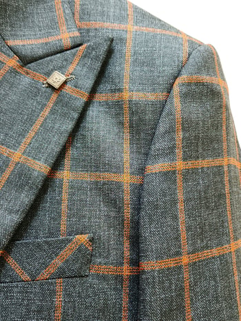 Statement "Oxford" Grey / Orange Super 180's Cashmere Wool Vested Modern Fit Suit