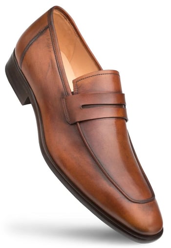 Mezlan Cognac Genuine Calfskin Leather Penny Loafer E20243.