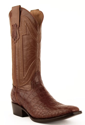 Ferrini "Stallion" Cognac Genuine Belly Alligator Narrow Square Toe Cowboy Boots 10771-02