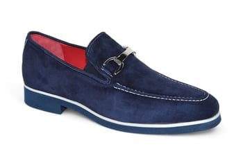 Emilio Franco "Nino II" Navy Genuine Italian Suede Leather With Bracelet Loafers.