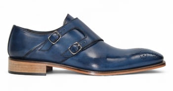 Duca Di Matiste Vergato Ocean Blue Genuine Italian Calf Leather Monk Strap Shoes