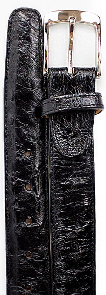 Belvedere 2001 Black All-Over Genuine Ostrich Quill Belt.