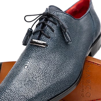 Marco Di Milano Pannuci Navy Men's Fully Wrapped Genuine Stingray Oxford Shoes