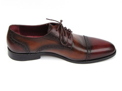 Paul Parkman 046 Burgundy / Tobacco Genuine Italian Calfskin Derby Shoes