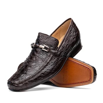 Marco Di Milano "Fabro" Brown Genuine Alligator Leather Loafer