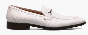 Stacy Adams "Ferdinand" White Crocodile Print Leather Moc Toe Bit Loafers 25455-100