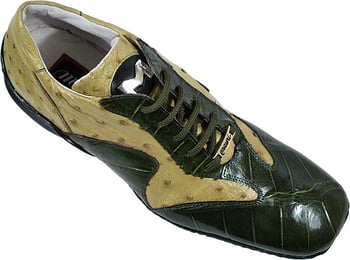 Mauri "8983"  Olive / Taupe Genuine Alligator / Ostrich Sneakers