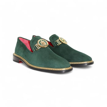 Emilio Franco EF102 Green Suede Gold Hardware Leather Sole Loafer
