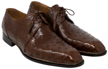 Mauri "Boulevard" 3038 Kango Tabac Genuine Ostrich Lace-up Shoes.