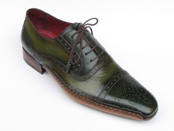 Paul Parkman 5032 Green / Yellow Genuine Leather Oxfords Shoes