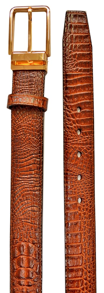 Serpi Cognac Hornback Alligator Embossed Genuine Leather Belt B15