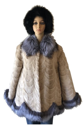 Winter Fur Ladies Pearl Genuine Mink Paws Top With Silver Fox Trimming W69S07PE.