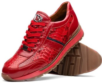 Marco Di Milano ''Brescia'' Red Genuine Python and Calfskin Fashion Sneakers