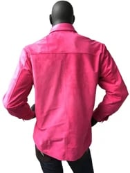 G-Gator Pink Genuine Lamb Skin Suede Leather Shirt With Leather Trimming 703.