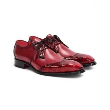 Fennix Italy Jax Antique Red Genuine Alligator Leather Derby Shoes